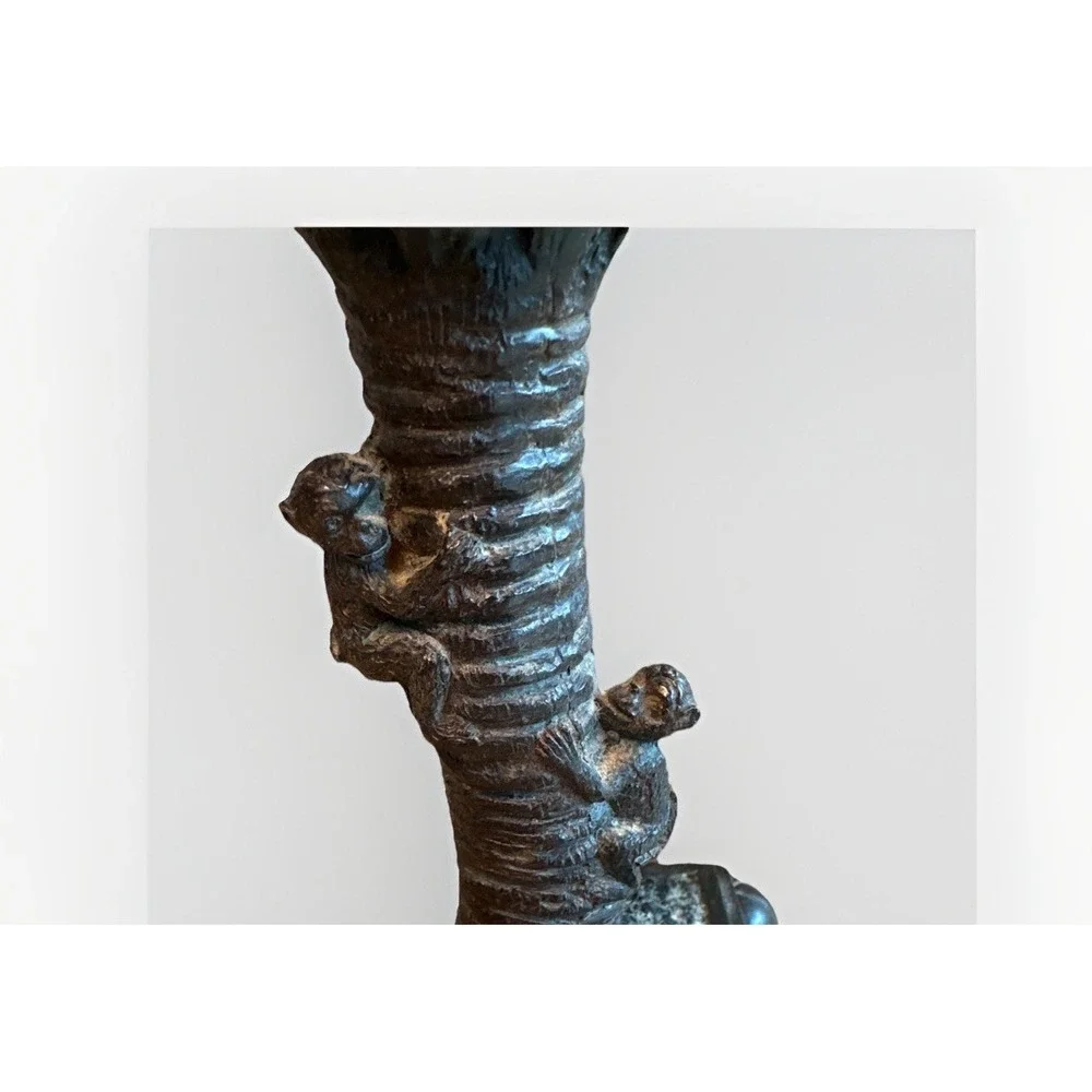 VTG Monkey Palm Tree Table Lamp Tropical Jungle Decor Hollywood Regency Art Deco